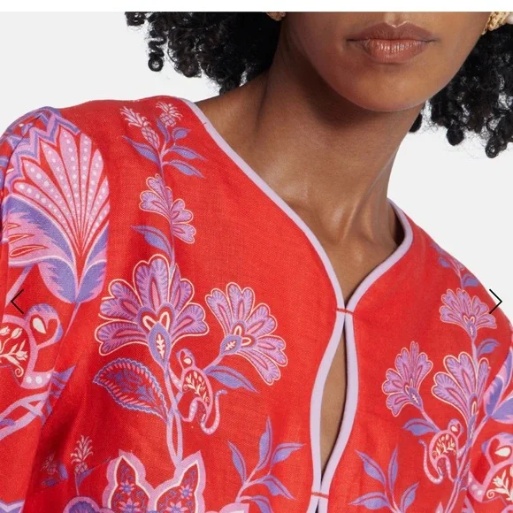 FARM Rio Porcelain Garden Red Floral Blouse - Picture 3 of 4